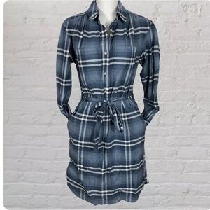 Cotton plaid shirt dress